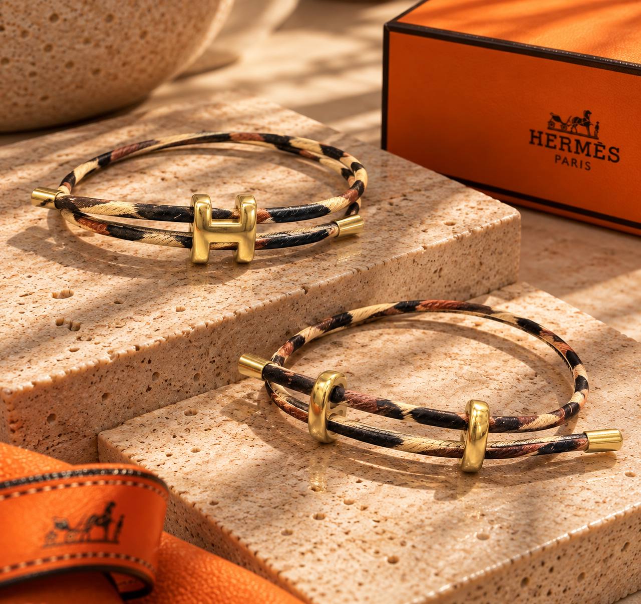 دستبند پلنگی hermes