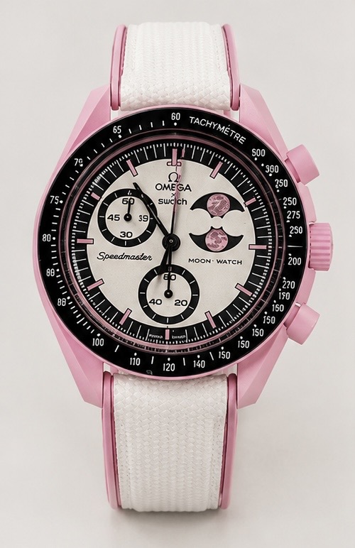 ساعت مچی امگا سواچ بند رابر Swatch X Omega Moonswatch Mission To The Pink Moonphase Rubber Strap