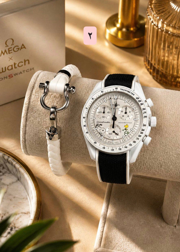 ساعت مچی امگا سواچ بند رابر Swatch X Omega Moonswatch Mission To The Pink Moonphase Rubber Strap